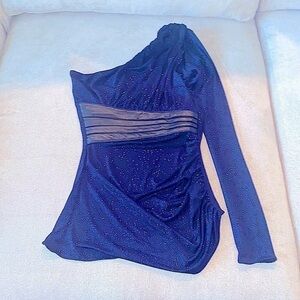 Sky One Shoulder Long Sleeve Top Size S